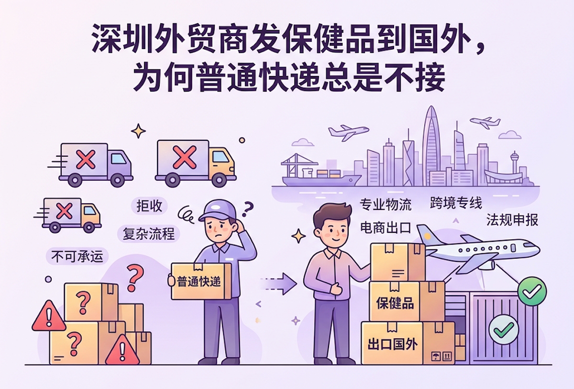 深圳外贸商发保健品到国外,为何普通快递总是不接